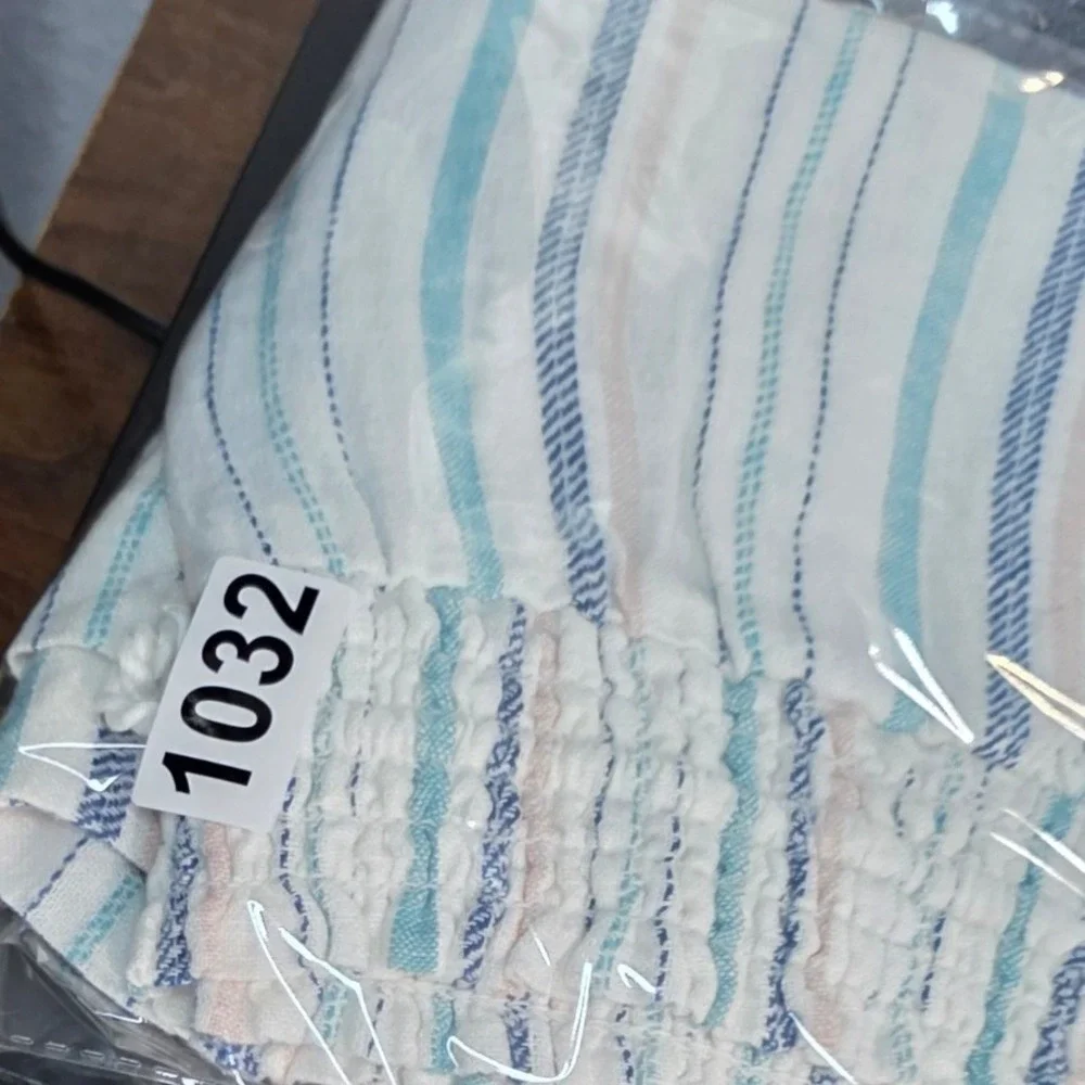 Briggs Womens Linen Blend Striped Smocked Waist Shorts Blue Coral Medium‎